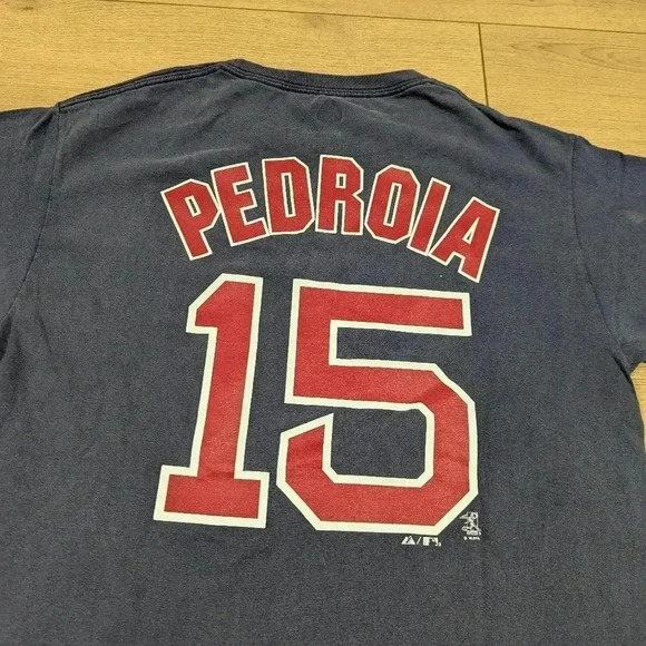 Vintage Boston Red Sox Majestic Baseball T Shirt #15 Dustin Pedroia Mens M - Picture 6 of 7